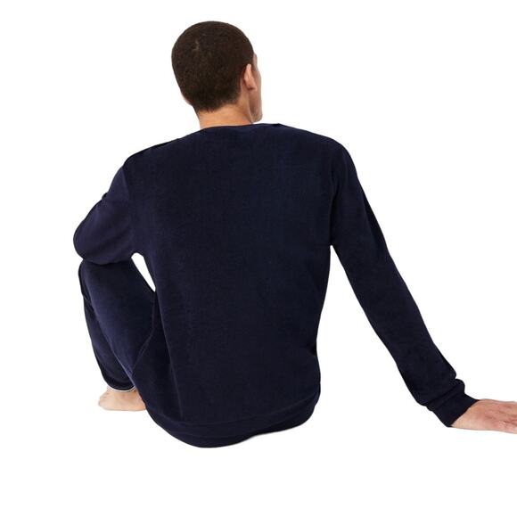 NWT Lacoste Men’s Regular Fit Terrycloth Lounge Sweatshirt Blue Size Medium - Picture 3 of 16